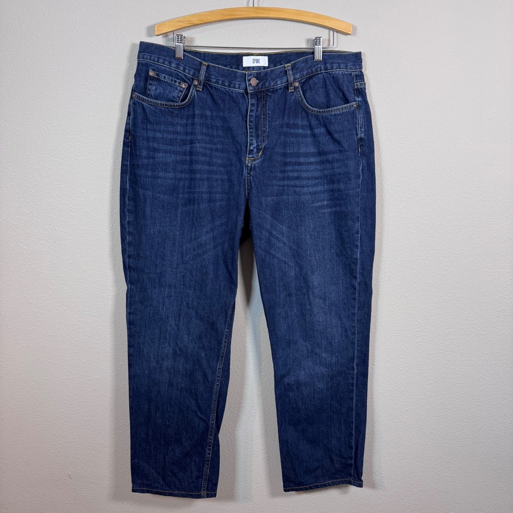 Spoke Build C Men's Dark Wash Blue Denim Jeans Stretch Straight Leg 40W 28.5L